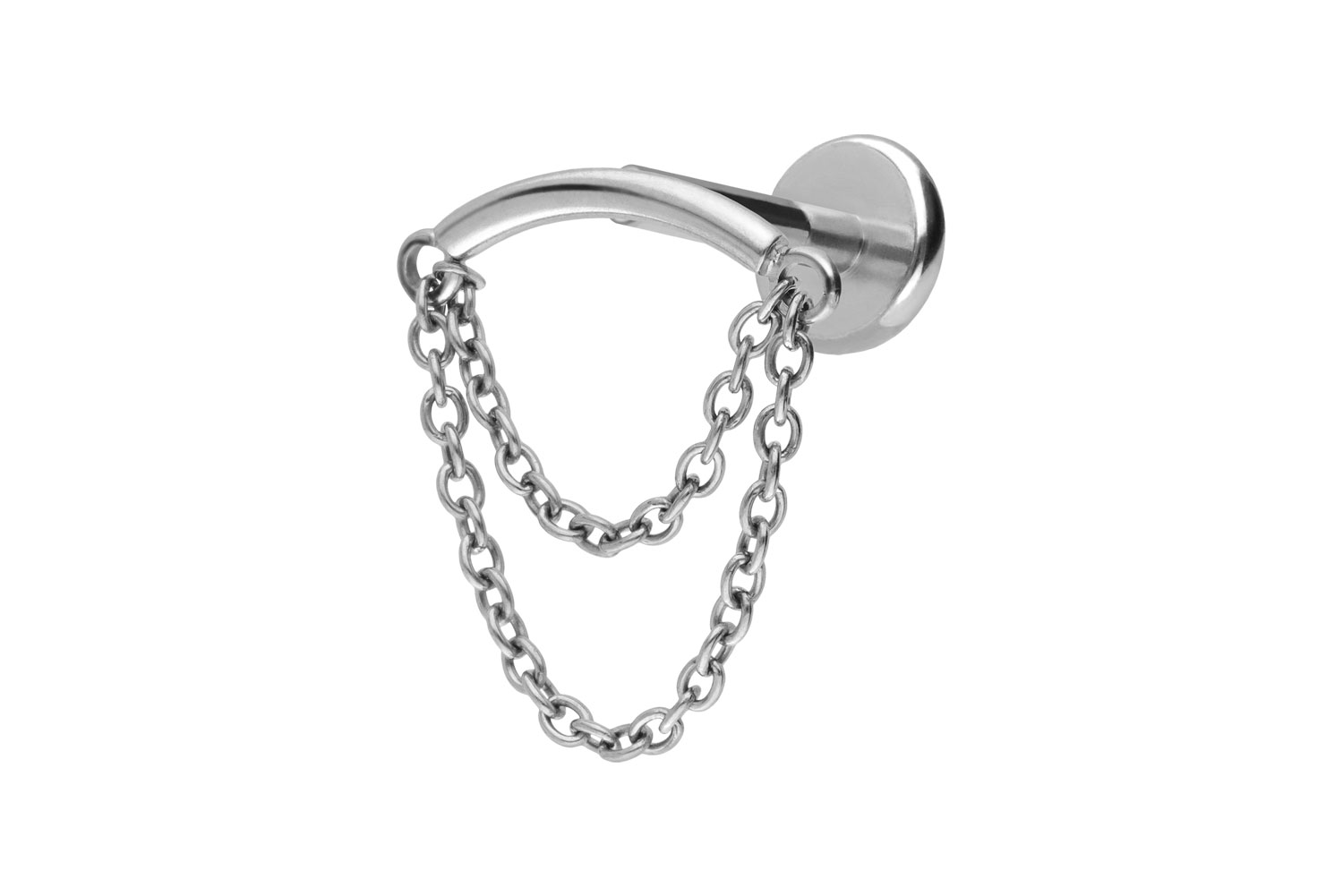 Titan Labret Piercing mit Push Fit BOGEN + 2 KETTEN